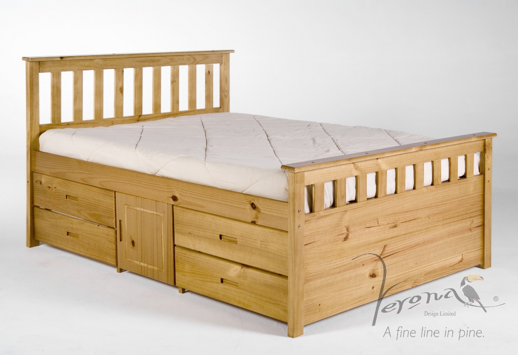 Ferrara 4ft 6in Antique Pine Bed (Storage Two Sides) - Click Image to Close